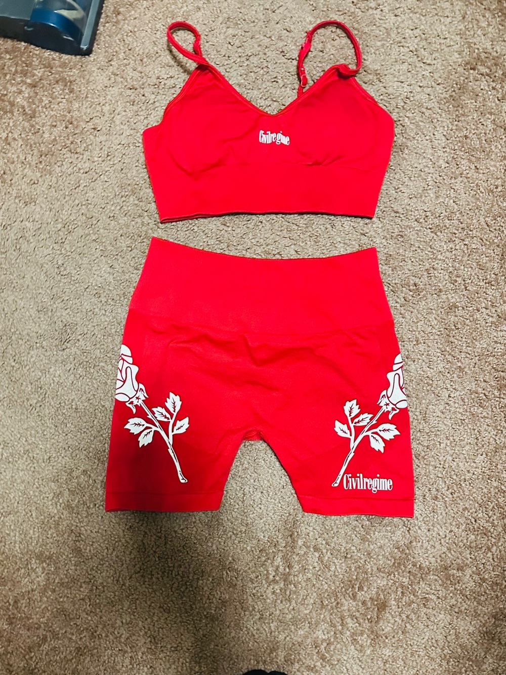 Red High-Waist Bike Shorts